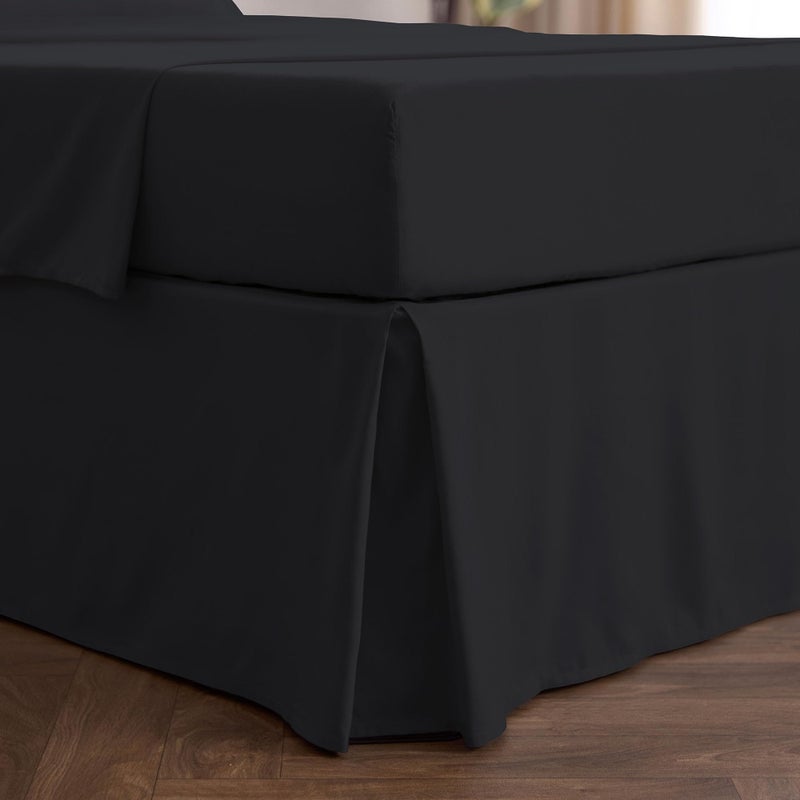 Mellanni Bed Skirt Cal King Size- Bed Skirting - 15-Inch Tailored Drop Pleated Dust Ruffle - Hotel Luxury Bedding - Wrinkle, Fade, Stain Resistant - 1 Bedskirt (Cal King, Black) - Image 1